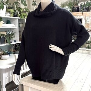 Daily ritual oversize small Black Turtleneck Sweater long sleeve long length